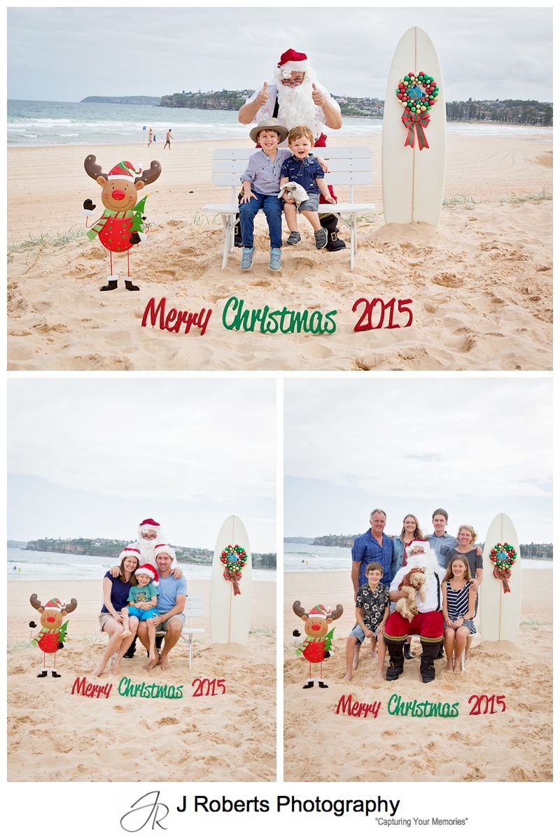 Aussie Santa Photos at Long Reef Beach Rain postponed day to fabulous sunny afternoon just before Christma